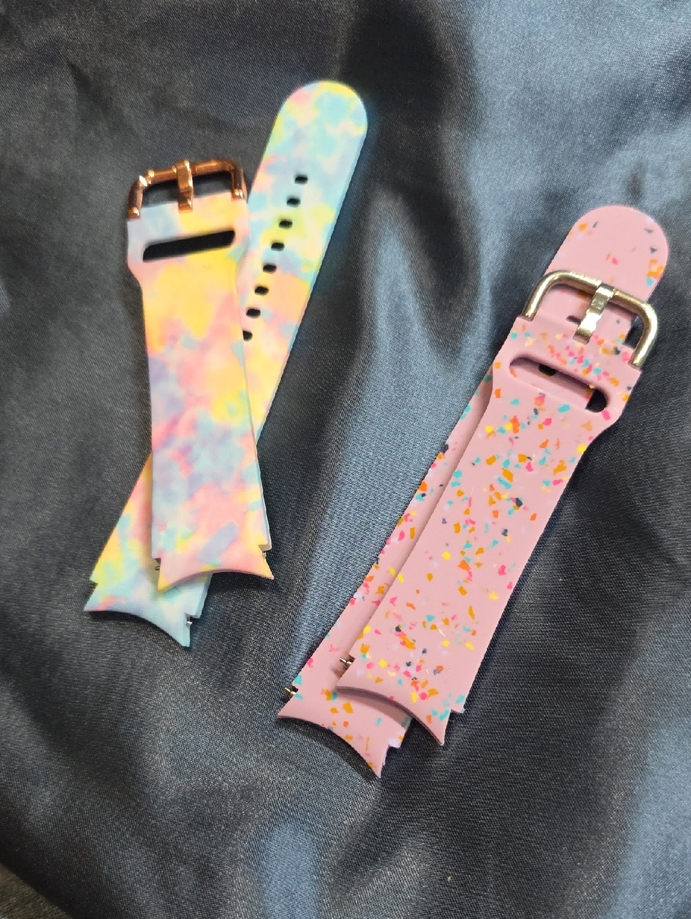 Silicone Replacement Watch Straps - Pink Confetti & Pastel Tie-Dye